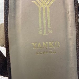 Yanko 3” brown heels with ankle straps.